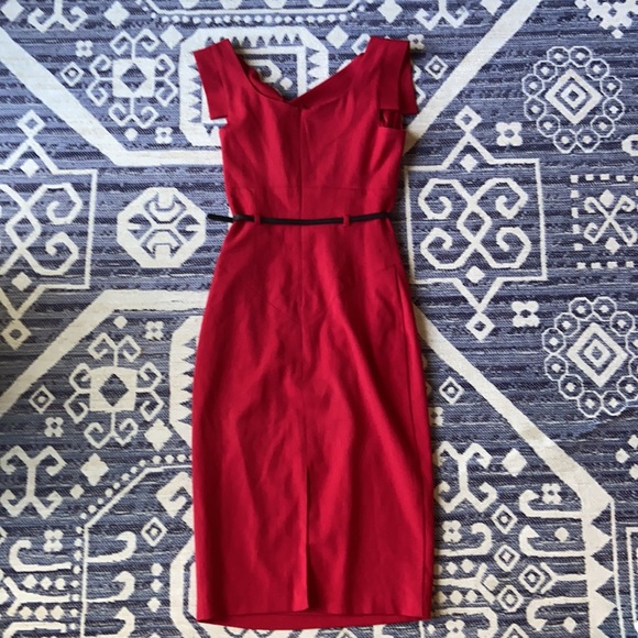 Black halo Jackie O Belted Dress in red - Picture 4 of 11